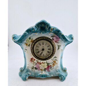 Antique Ansonia Porcelain Royal Bonn Granite Floral Clock